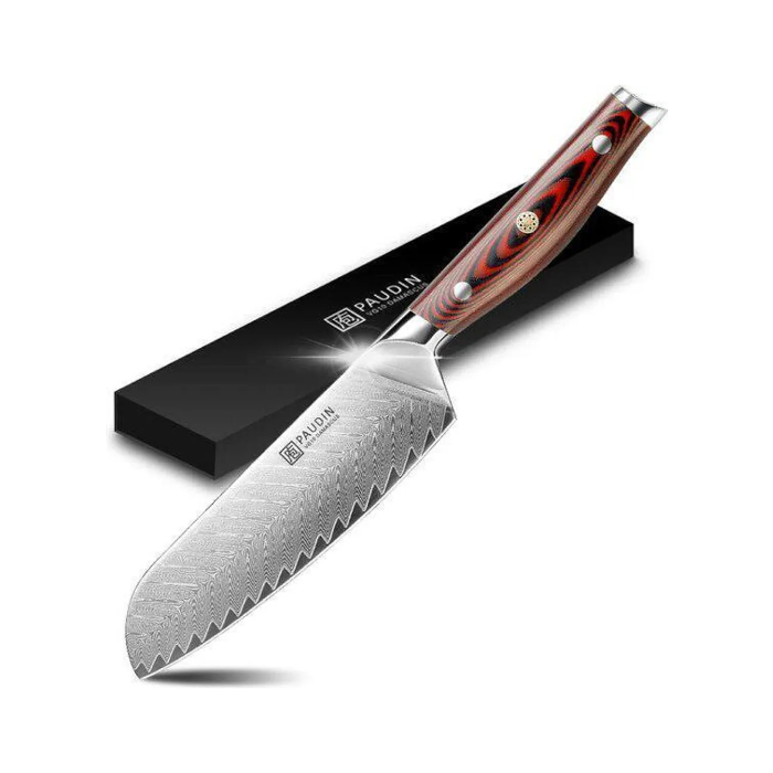 PAUDIN P4 Santoku Messer 17,5 cm – 67 Lagen Kompositstahl – VG-10 Stahlkern – Extrem scharf – Ergonomischer G10 Griff – Profi Kochmesser